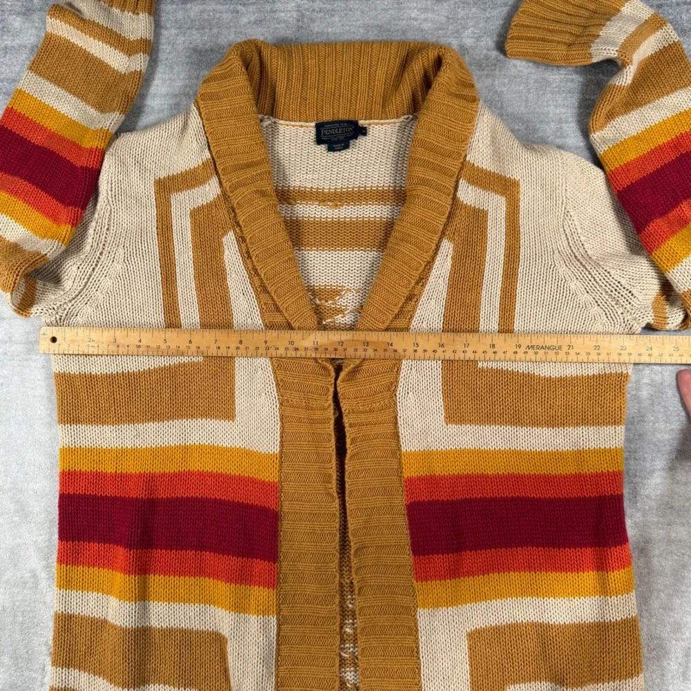 Pendleton Sweater Womens Medium Tan Southwestern Aztec Cardigan Longline Boho - Picture 6 of 7